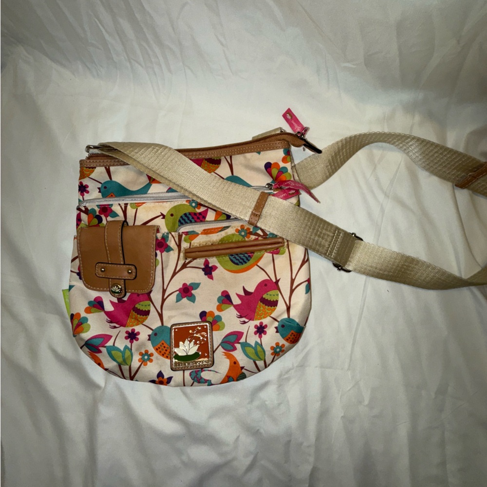 Lily Bloom Floral Bird Print Crossbody Bag